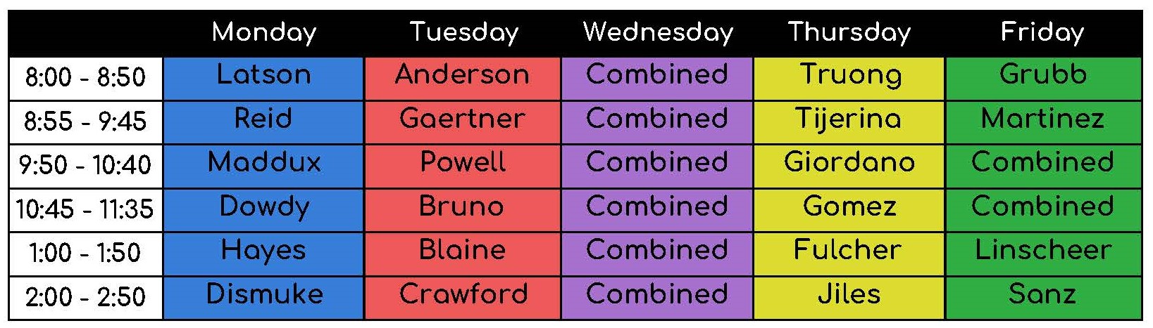 Art Schedule